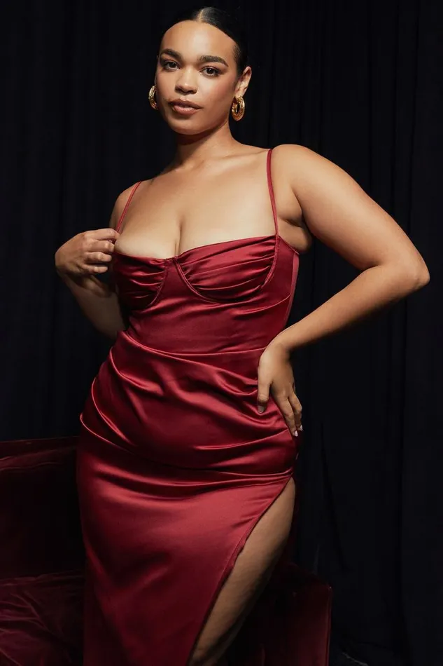 Women Flora Wine Satin Pleated Corset Midi Dress House Of CB Dresses Women Flora Wine Satin Pleated Corset Midi Dress House Of CB Dresses