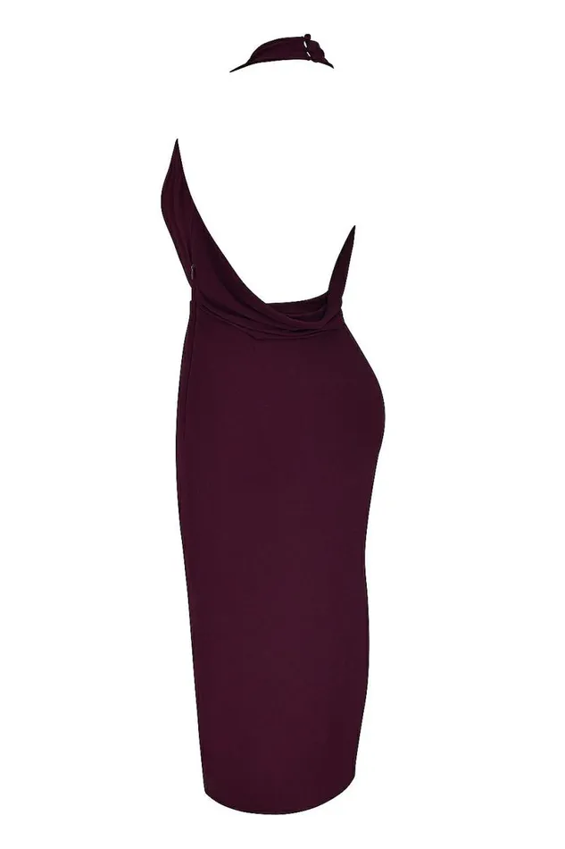 Women Florentina Merlot Draped Midi Dress House Of CB Dresses