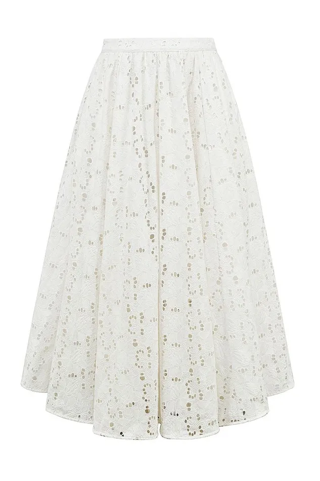 Women Francine White Broderie Anglais Midi Skirt House Of CB Bottoms