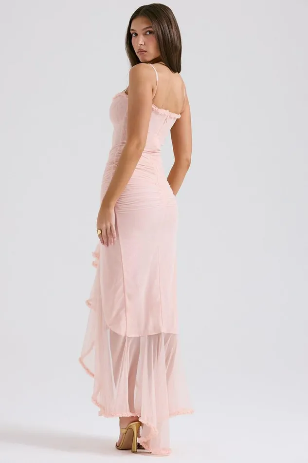 Women Gabriella Soft Peach Ruffled Front Gown House Of CB Dresses