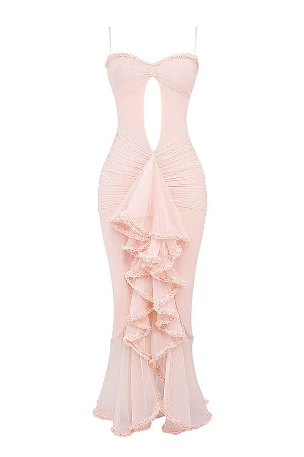 Women Gabriella Soft Peach Ruffled Front Gown House Of CB Dresses
