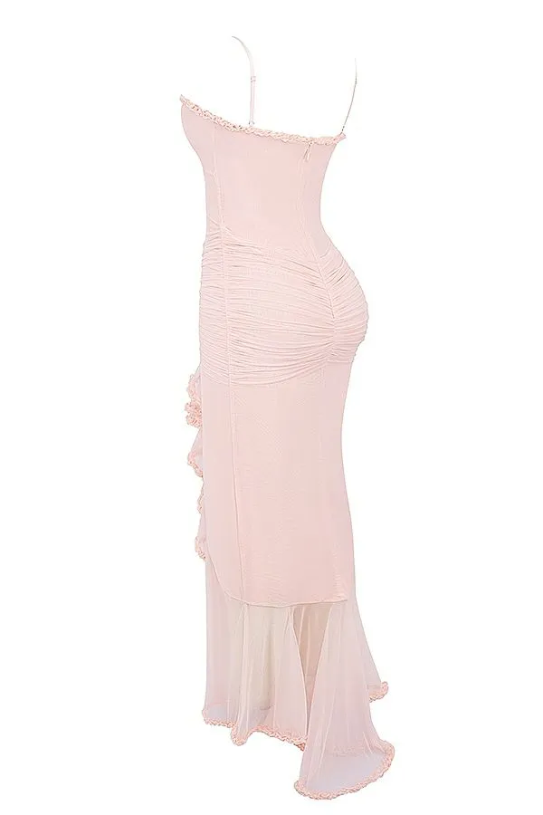 Women Gabriella Soft Peach Ruffled Front Gown House Of CB Dresses