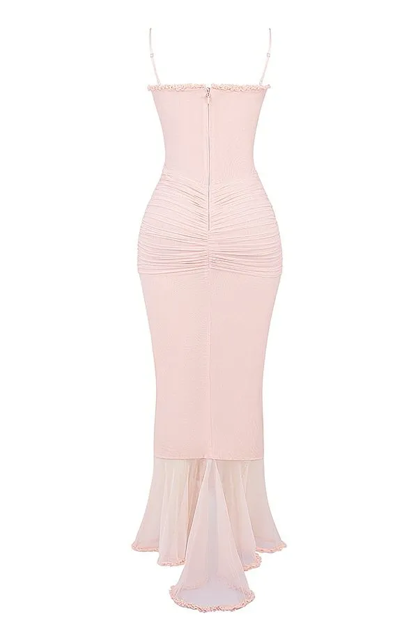 Women Gabriella Soft Peach Ruffled Front Gown House Of CB Dresses