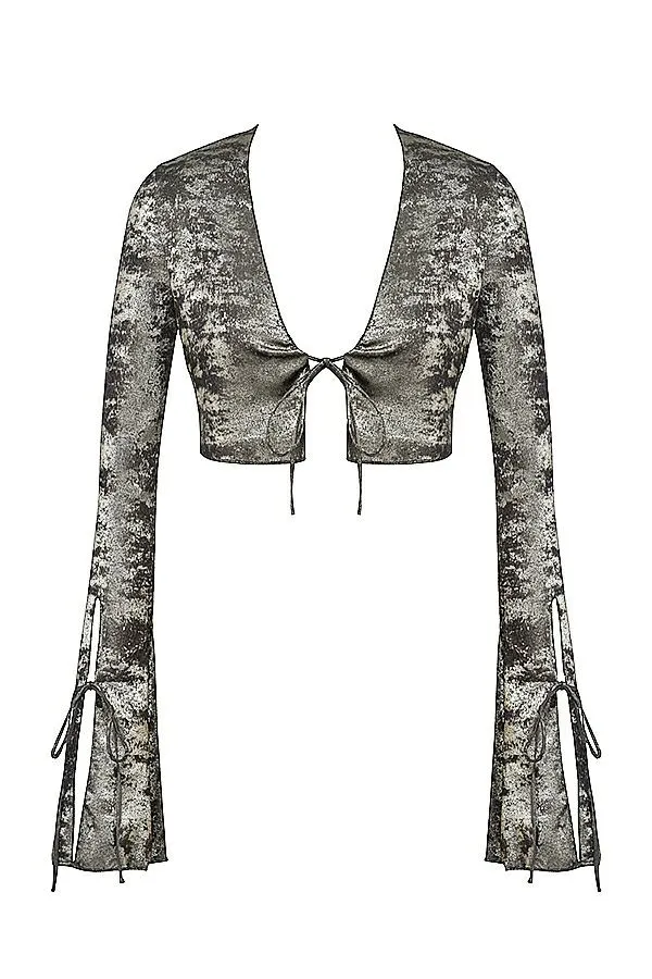 Women Giulia Pewter Shimmer Velvet Satin Top House Of CB Tops