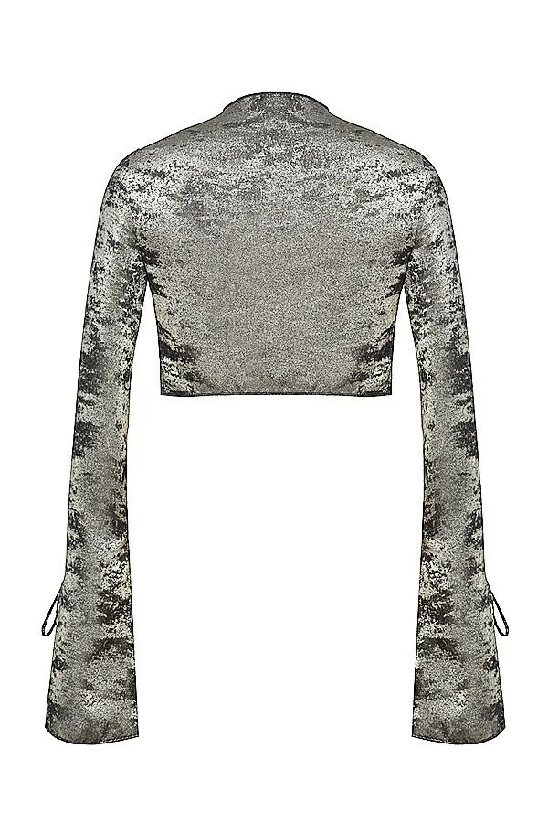 Women Giulia Pewter Shimmer Velvet Satin Top House Of CB Tops
