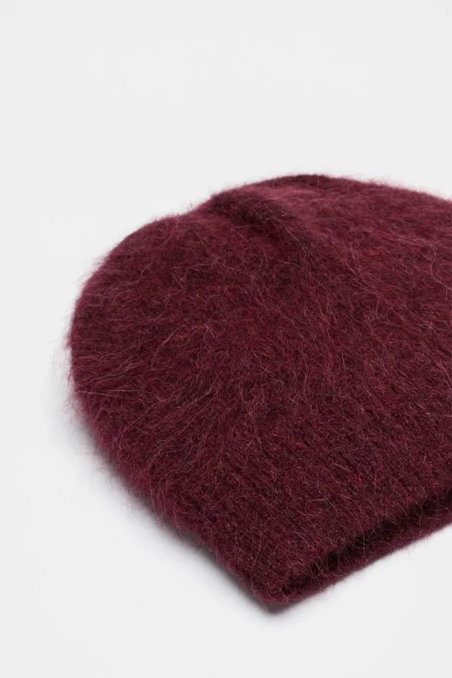 Women Hats and Gloves Seed Heritage Fluffy Textured Beanie Plum Red Marle