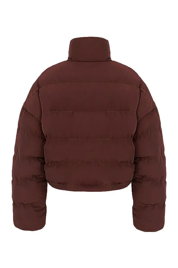Women Hero Chocolate Oversized C Shape Puffer Jacket House Of CB Outerwear Women Hero Chocolate Oversized C Shape Puffer Jacket House Of CB Outerwear