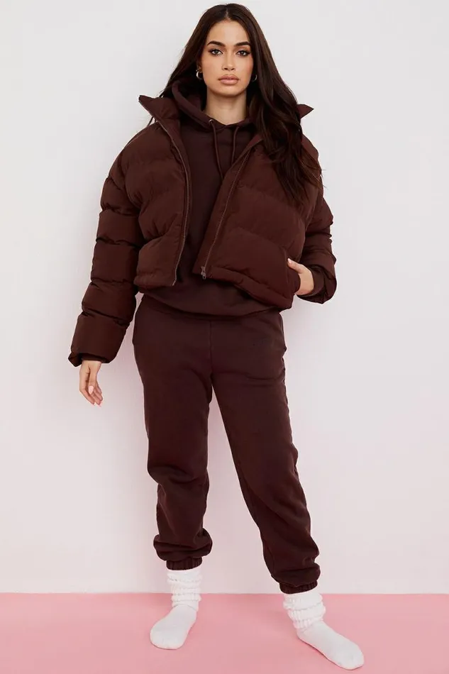 Women Hero Chocolate Oversized C Shape Puffer Jacket House Of CB Outerwear Women Hero Chocolate Oversized C Shape Puffer Jacket House Of CB Outerwear
