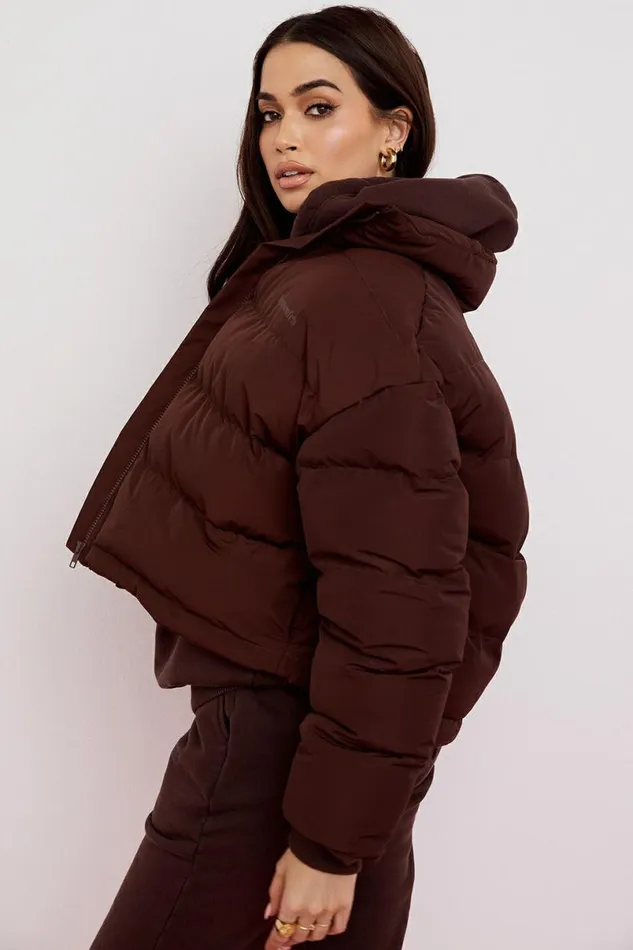 Women Hero Chocolate Oversized C Shape Puffer Jacket House Of CB Outerwear Women Hero Chocolate Oversized C Shape Puffer Jacket House Of CB Outerwear