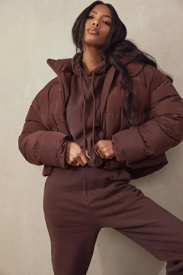 Women Hero Chocolate Oversized C Shape Puffer Jacket House Of CB Outerwear Women Hero Chocolate Oversized C Shape Puffer Jacket House Of CB Outerwear