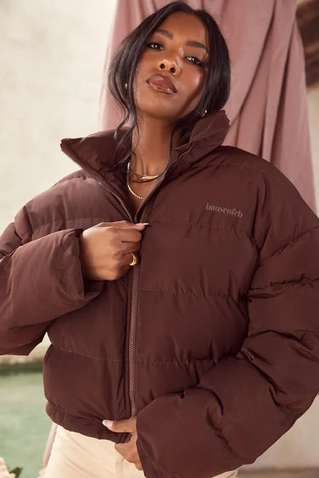 Women Hero Chocolate Oversized C Shape Puffer Jacket House Of CB Outerwear Women Hero Chocolate Oversized C Shape Puffer Jacket House Of CB Outerwear