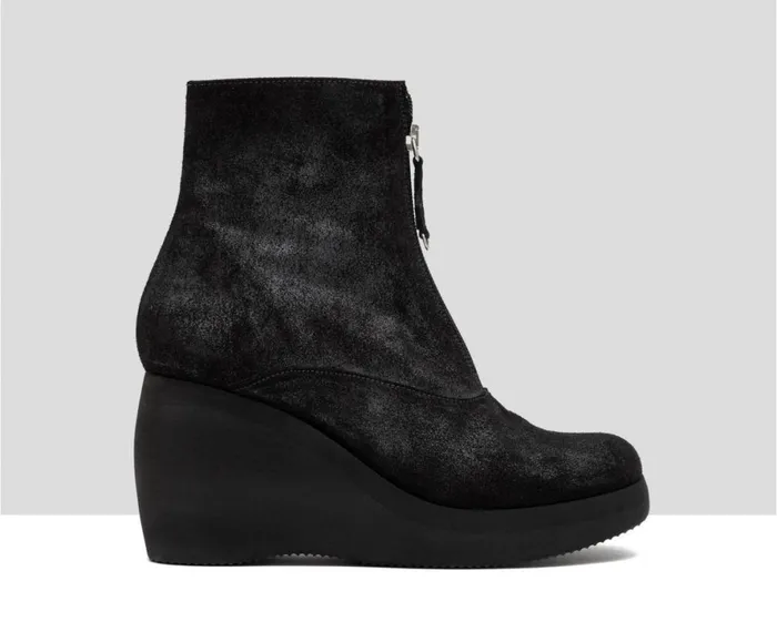 Women High Heel Audley Shoes High Heel Leather Platform Booties Gaelia Black