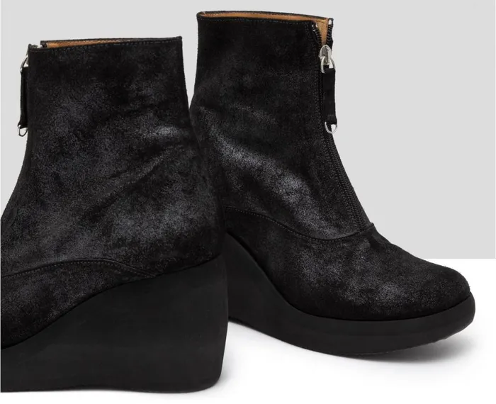 Women High Heel Audley Shoes High Heel Leather Platform Booties Gaelia Black