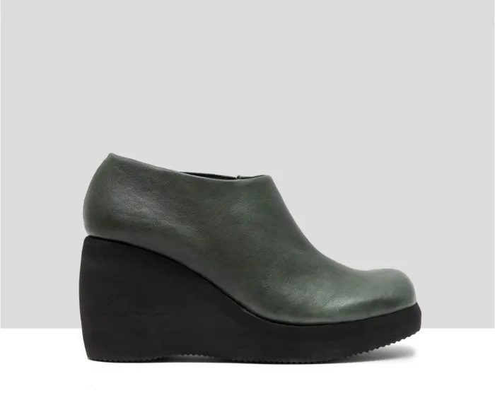 Women High Heel Audley Shoes High Heel Leather Platform Booties Gitel Green