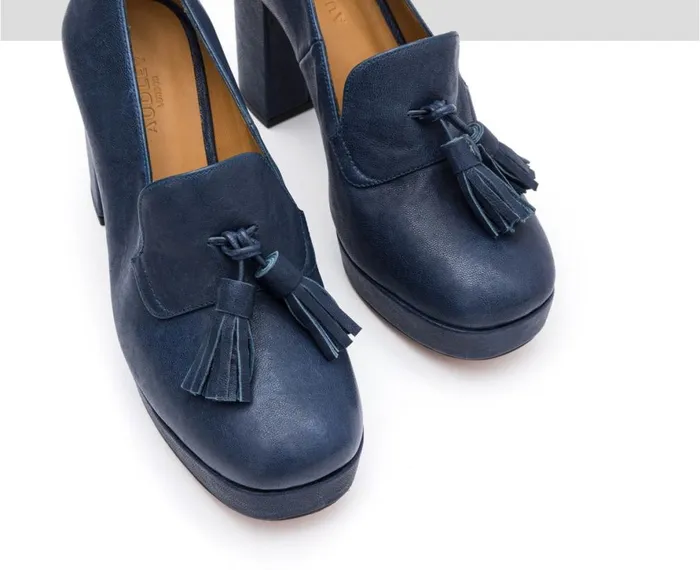 Women High Heel Audley Shoes High Heel Leather Shoe Idra Blue