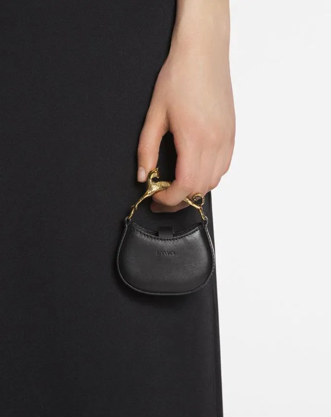 Women Hobo Lanvin Micro Hobo Cat Charm Bag In Leather Black