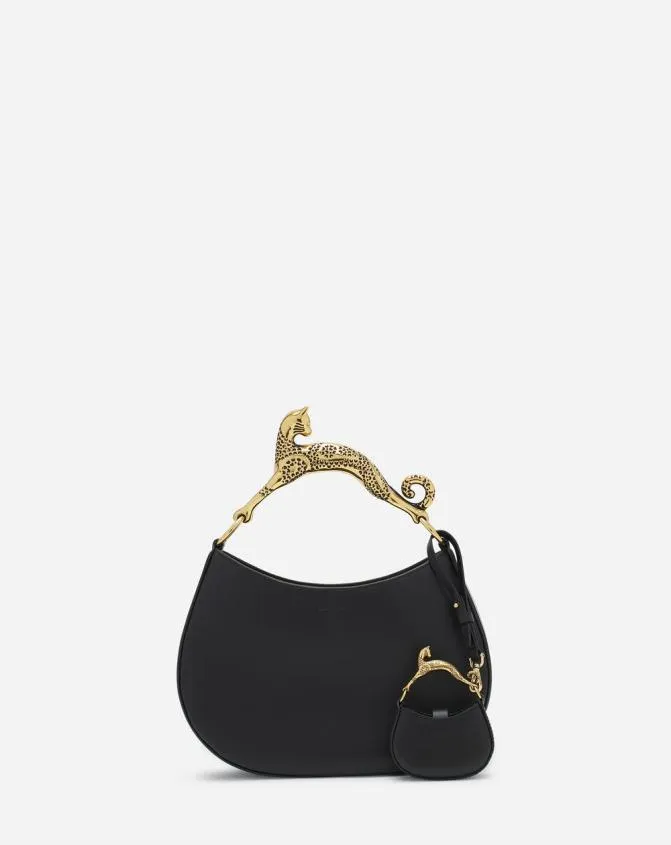 Women Hobo Lanvin Micro Hobo Cat Charm Bag In Leather Black