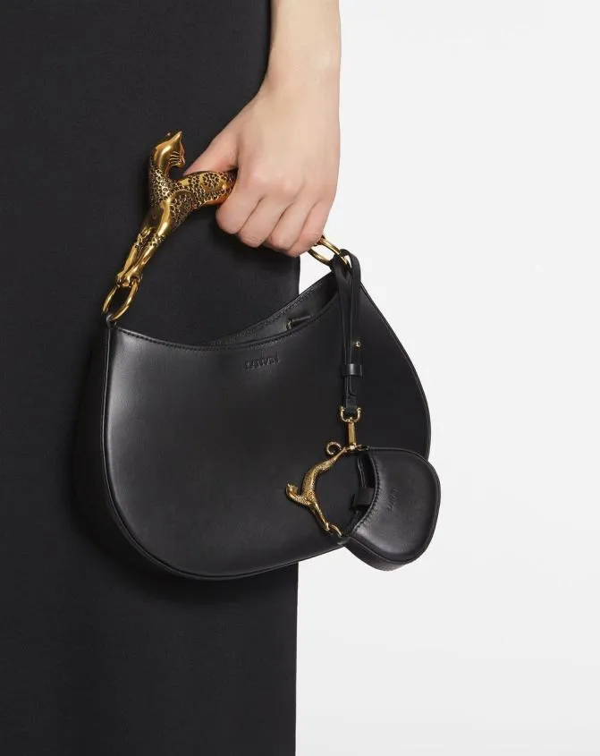 Women Hobo Lanvin Micro Hobo Cat Charm Bag In Leather Black