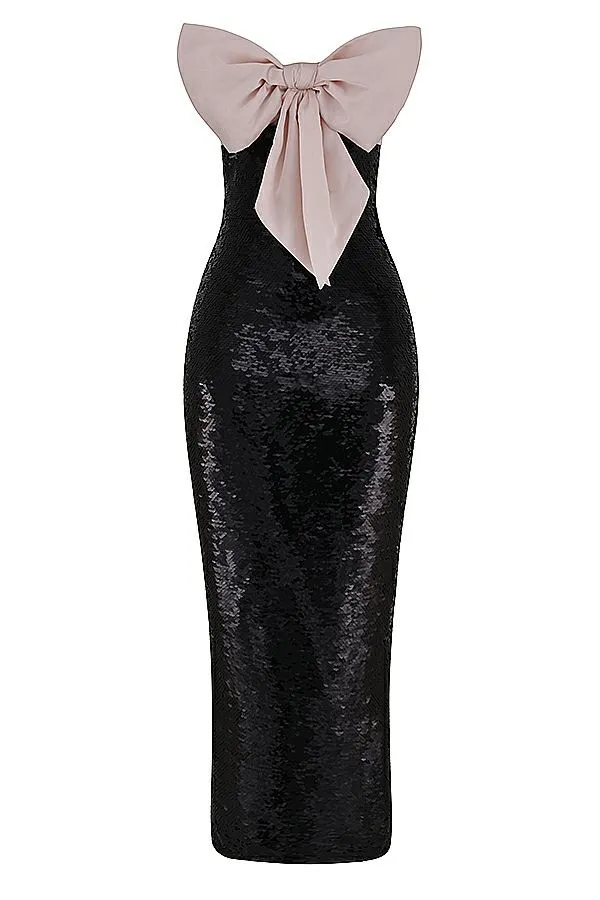 Women Holly Black Sequin Strapless Bow Dress House Of CB Dresses Women Holly Black Sequin Strapless Bow Dress House Of CB Dresses