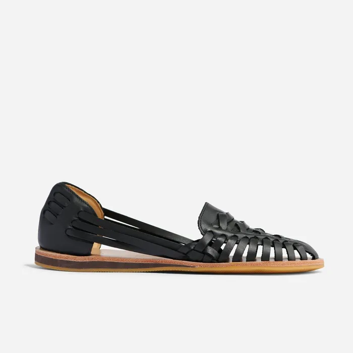 Women Huarache Sandal Black Nisolo Flats and Slip Ons