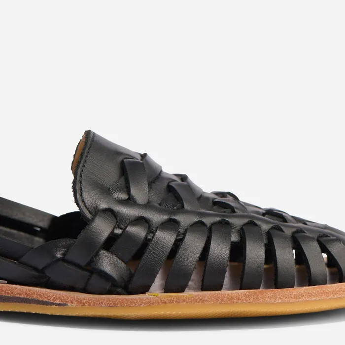 Women Huarache Sandal Black Nisolo Flats and Slip Ons
