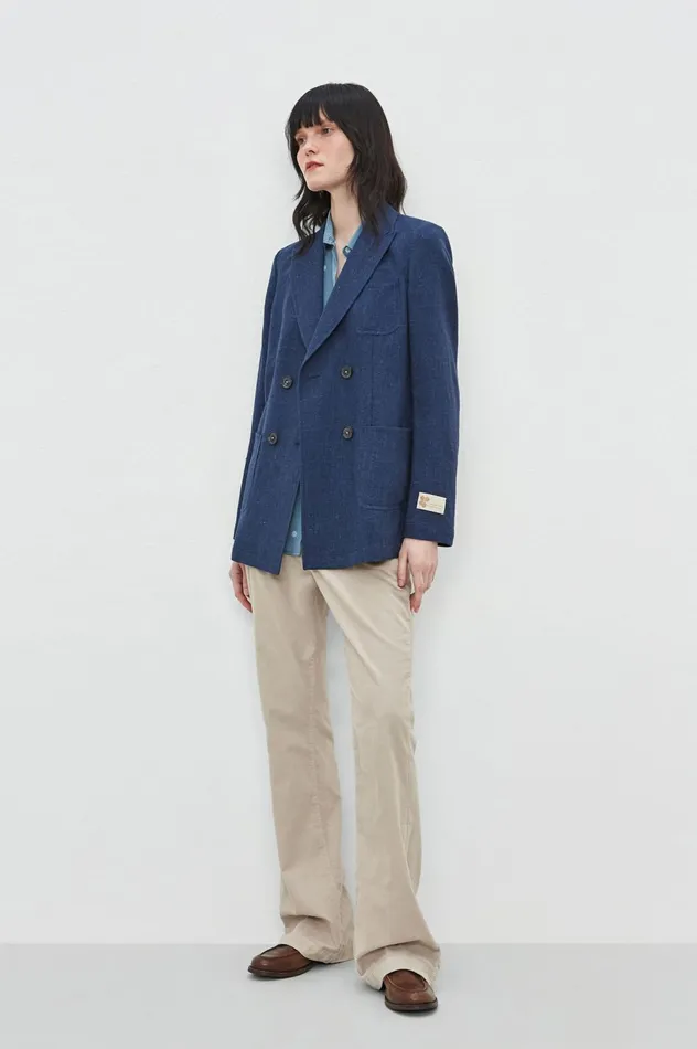 Women INDIA 8211 Linen Silk Wool Cashmere Doublebreasted Jacket 8211 Blu Massimo Alba Jackets and Coats Women INDIA 8211 Linen Silk Wool Cashmere Doublebreasted Jacket 8211 Blu Massimo Alba Jackets and Coats