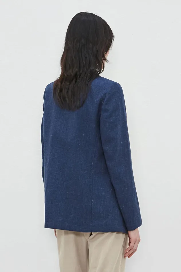 Women INDIA 8211 Linen Silk Wool Cashmere Doublebreasted Jacket 8211 Blu Massimo Alba Jackets and Coats