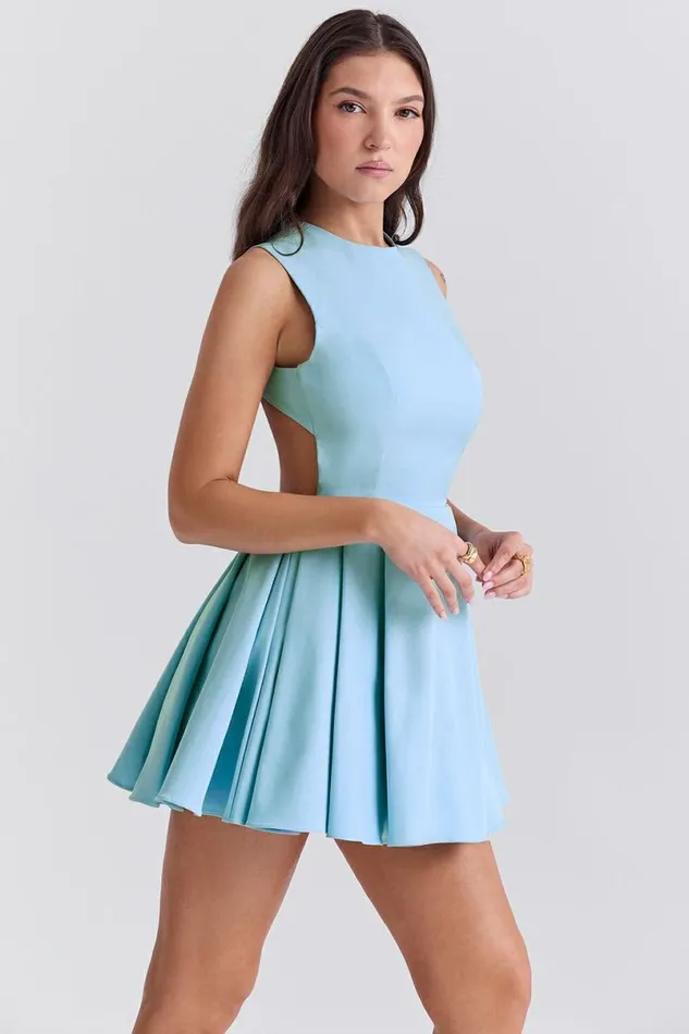 Women Ingrid Tuscan Blue Twill Mini Dress House Of CB Dresses Women Ingrid Tuscan Blue Twill Mini Dress House Of CB Dresses