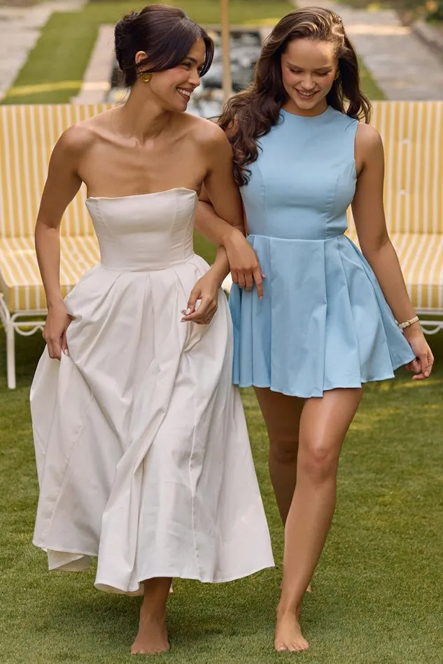 Women Ingrid Tuscan Blue Twill Mini Dress House Of CB Dresses Women Ingrid Tuscan Blue Twill Mini Dress House Of CB Dresses