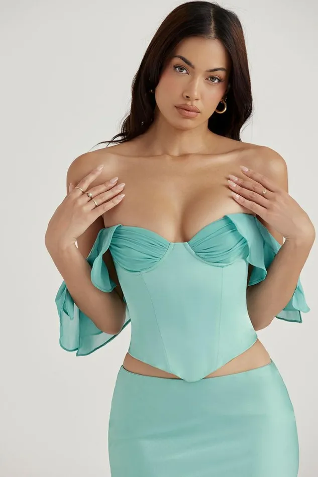 Women Isabella Jade Ruffle Sleeve Corset House Of CB Corsets