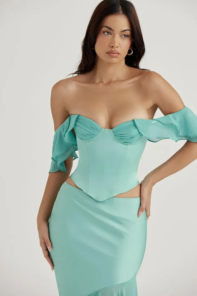 Women Isabella Jade Ruffle Sleeve Corset House Of CB Corsets