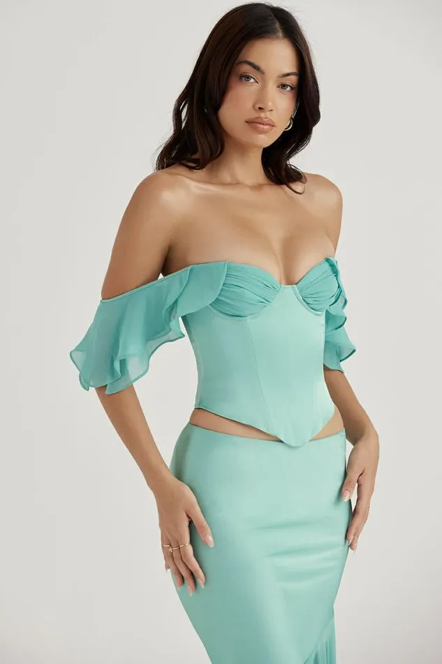 Women Isabella Jade Ruffle Sleeve Corset House Of CB Corsets
