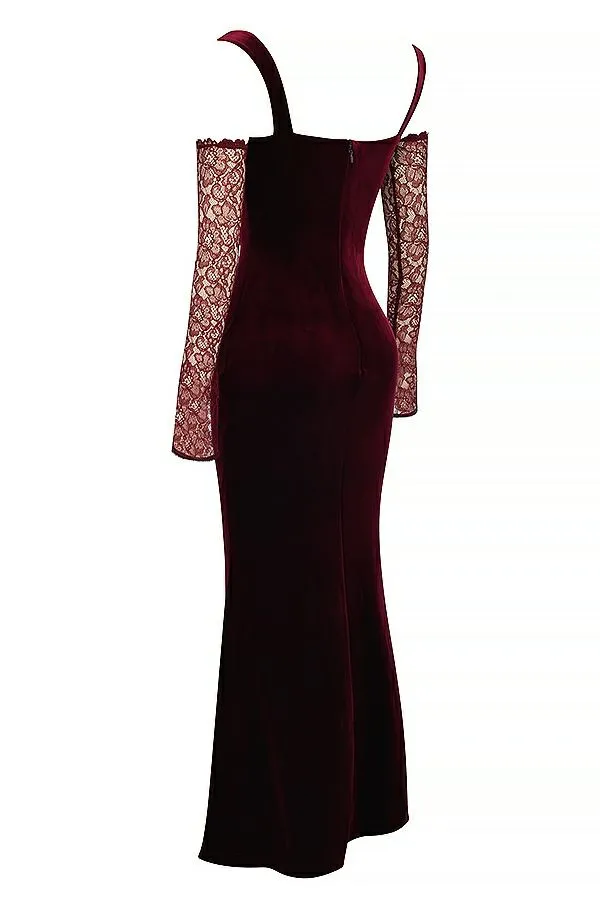 Women Ivy Black Cherry Velvet Maxi Dress House Of CB Dresses