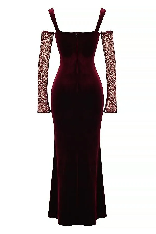 Women Ivy Black Cherry Velvet Maxi Dress House Of CB Dresses