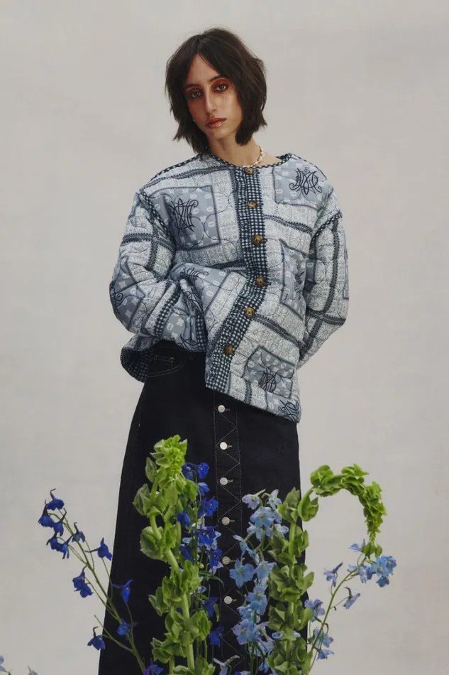 Women Jackets and Coats Damson Madder Reversible Dalton Quilted Jacket 8211 Mixed Blue