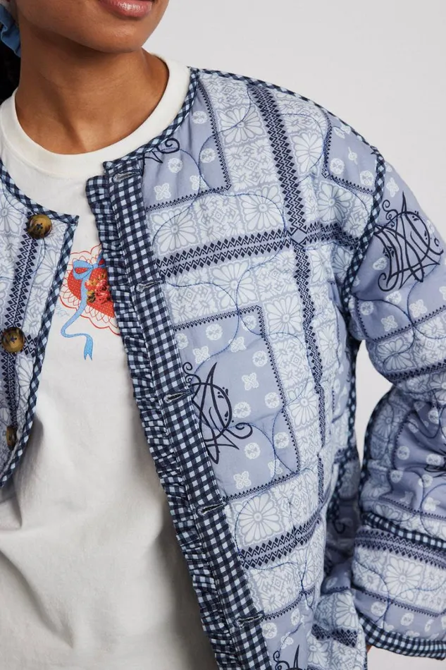 Women Jackets and Coats Damson Madder Reversible Dalton Quilted Jacket 8211 Mixed Blue