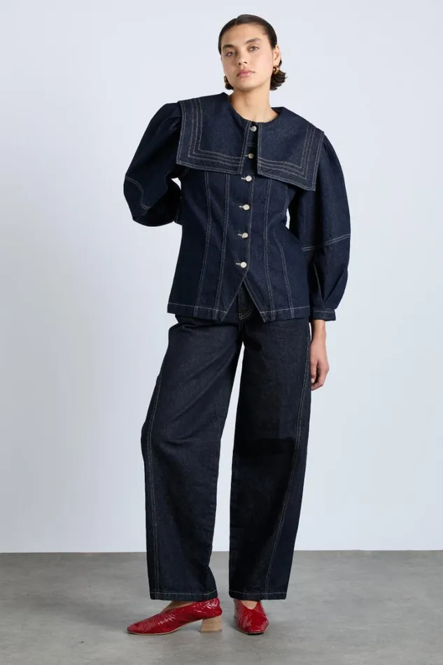 Women Jackets and Coats Damson Madder Sailor Denim Jacket 8211 Dark Indigo
