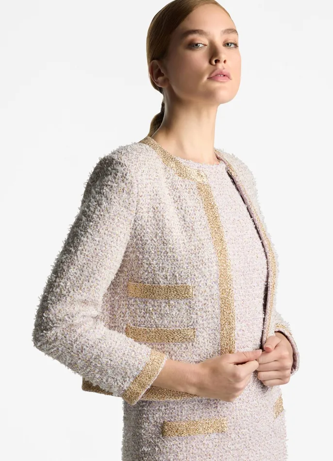 Women Jackets and Coats St John Eyelash Sequin Tweed Jacket Sunflower Multi Women Jackets and Coats St John Eyelash Sequin Tweed Jacket Sunflower Multi