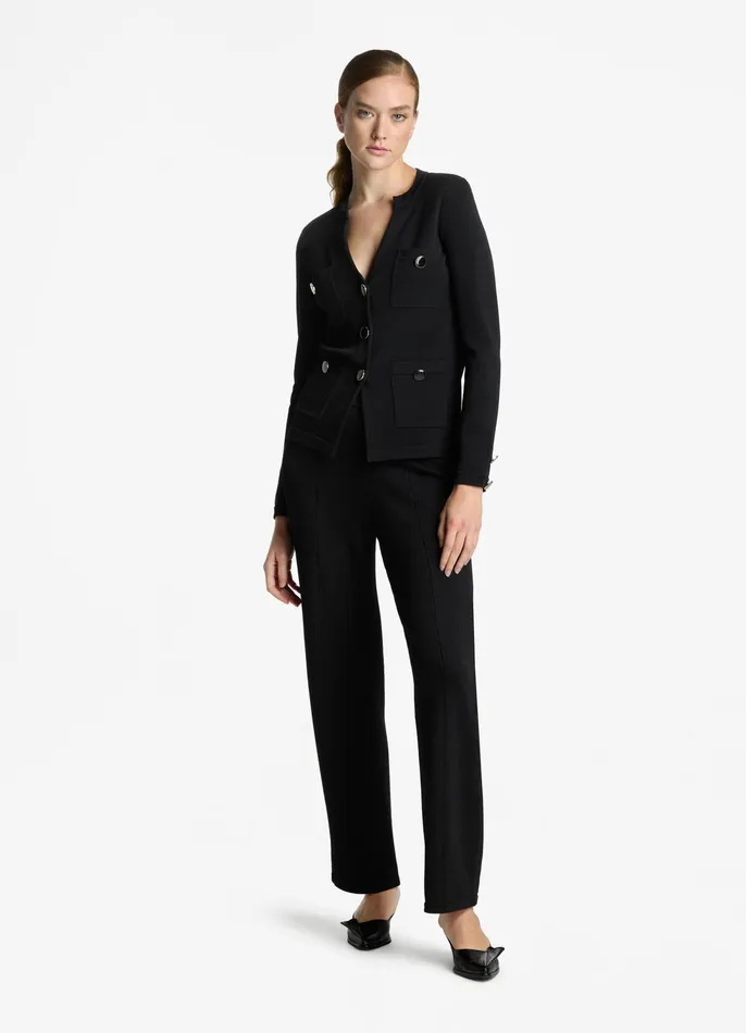 Women Jackets and Coats St John Santiago Knit Button Jacket Black Women Jackets and Coats St John Santiago Knit Button Jacket Black