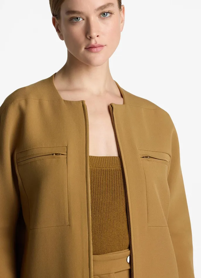 Women Jackets and Coats St John Stretch Crepe Long Jacket Hazel Women Jackets and Coats St John Stretch Crepe Long Jacket Hazel