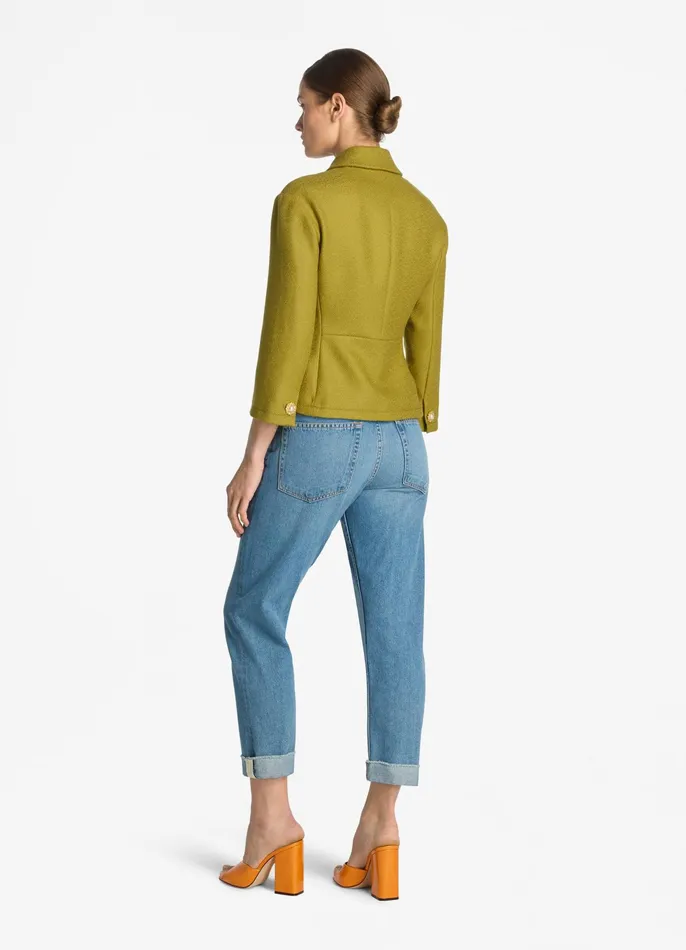 Women Jackets and Coats St John Textured Wool Short Jacket Moss Women Jackets and Coats St John Textured Wool Short Jacket Moss