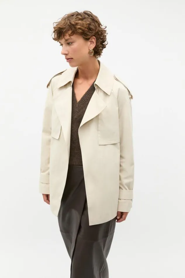 Women Jackets and Vests Seed Heritage Cropped Trench Coat Oat