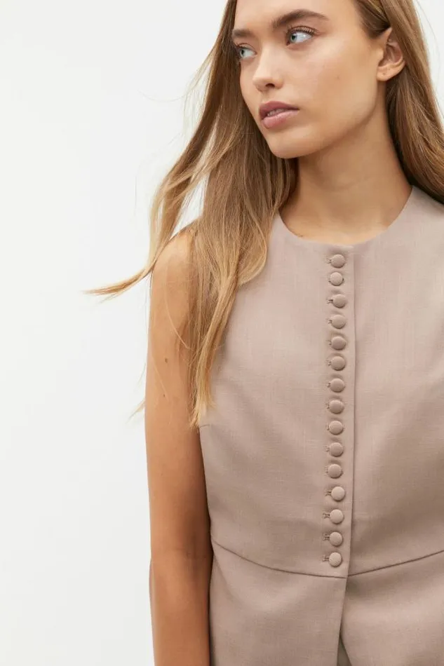 Women Jackets and Vests Seed Heritage Tailored Cinch Waist Vest Cookie