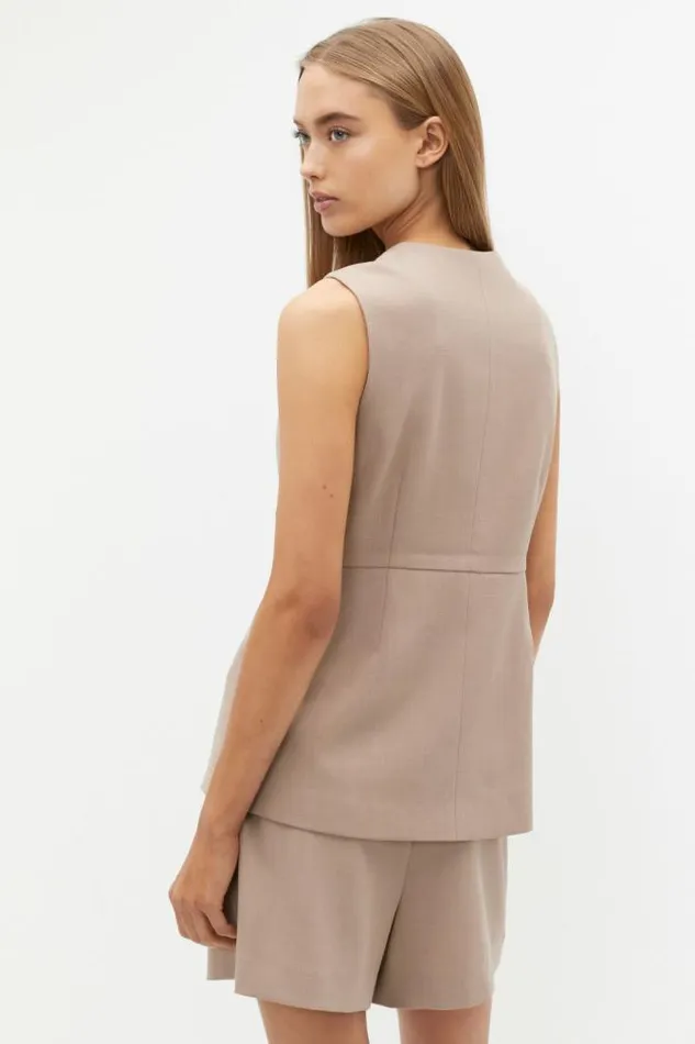 Women Jackets and Vests Seed Heritage Tailored Cinch Waist Vest Cookie