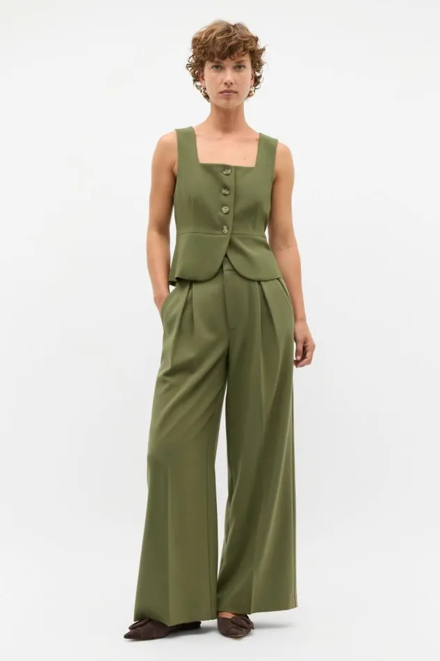 Women Jackets and Vests Seed Heritage Waisted Button Down Suit Vest Rainforest