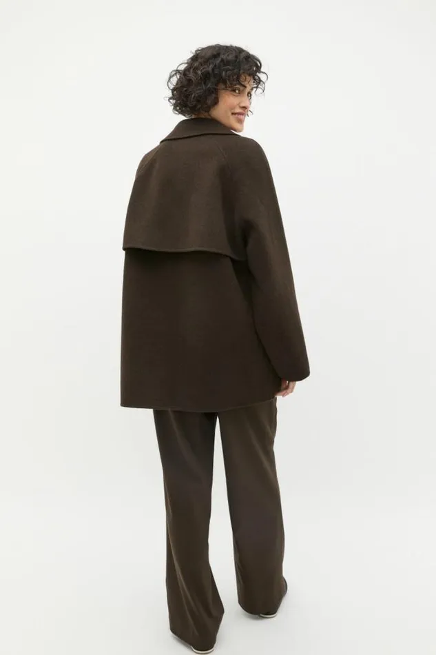 Women Jackets and Vests Seed Heritage Wool Blend Raglan Sleeve Coat Dark Espresso