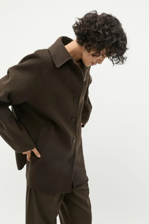 Women Jackets and Vests Seed Heritage Wool Blend Raglan Sleeve Coat Dark Espresso