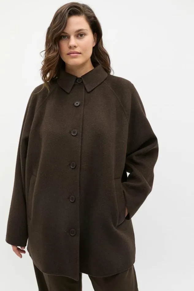 Women Jackets and Vests Seed Heritage Wool Blend Raglan Sleeve Coat Dark Espresso