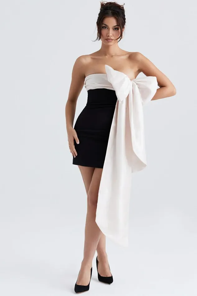 Women Jana Black and Ivory Bow Mini Dress House Of CB Dresses Women Jana Black and Ivory Bow Mini Dress House Of CB Dresses