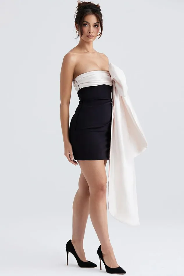 Women Jana Black and Ivory Bow Mini Dress House Of CB Dresses Women Jana Black and Ivory Bow Mini Dress House Of CB Dresses